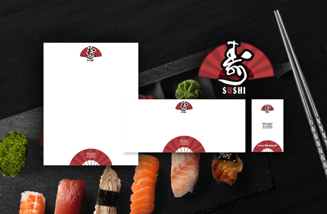 Sushi bar logo design, Folding fan logo